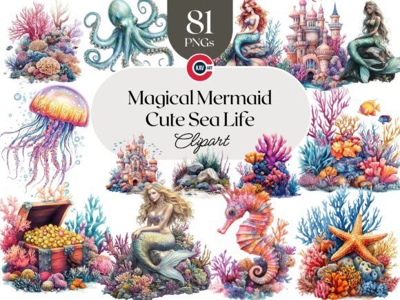Download Mermaid and Underwater Sea Life Elements - Sea life Collection