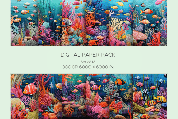 Download Sea Life Embroidery Paper Set - Sea life Collection