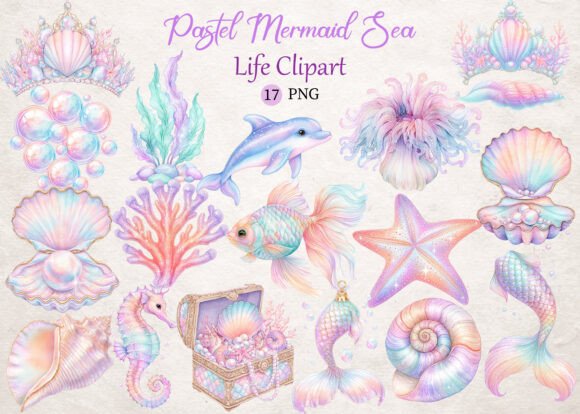 Download Pastel Mermaid Sea Life Clipart - Sea life Collection