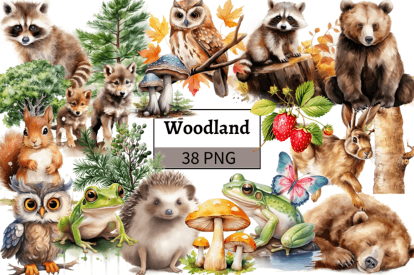 Download Watercolor Woodland Animals Clipart PNG - Watercolor woodland animals Collection