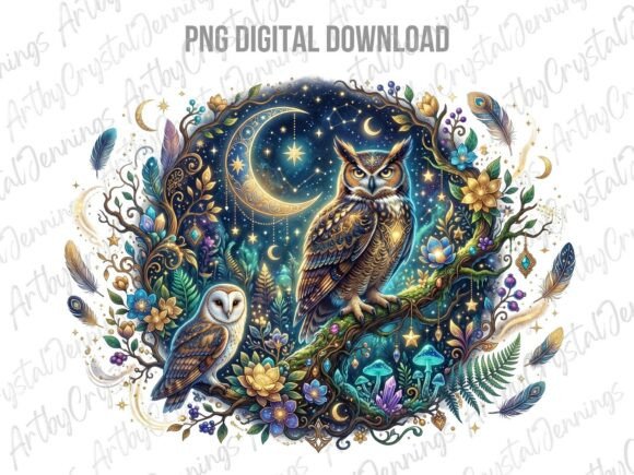 Download Celestial Night Owl Bird Forest PNG - Owl Collection