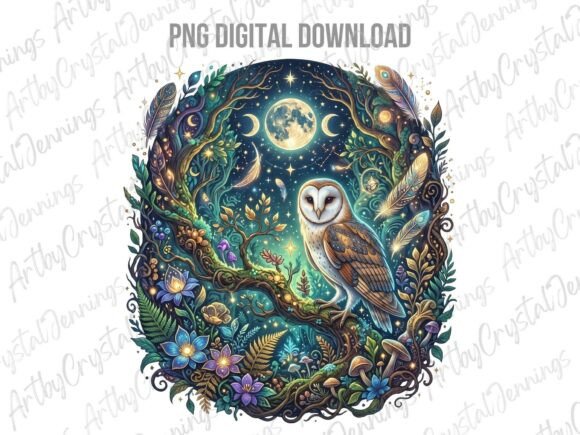 Download Celestial Night Owl Forest PNG - Owl Collection