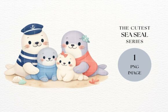 Download Cute Seal Family Clipart PNG - Premium Resources