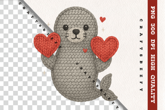 Download Faux Crochet Seal PNG Cute Valentine - Premium Resources