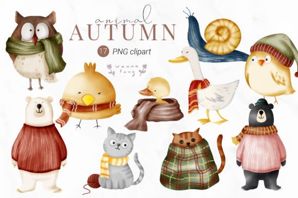 Download Watercolor Autumn Animal Cartoon Clipart - Watercolor autumn animal cartoon clipart Collection