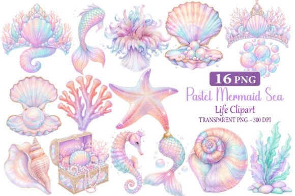 Download Pastel Mermaid Sea Life Clipart - Sea life Collection