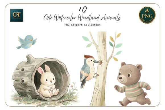 Download Cute Watercolor Woodland Animals Set - Watercolor woodland animals Collection