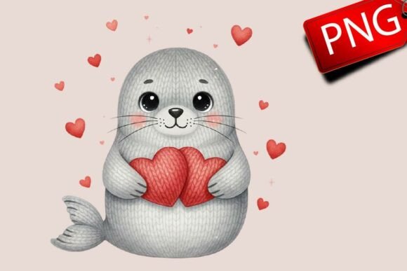Download Faux Crochet Seal PNG Cute Valentine - Premium Resources