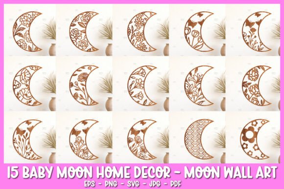 Download 15 Moon Wall Art SVG, Baby Room Decor - Baby room Collection
