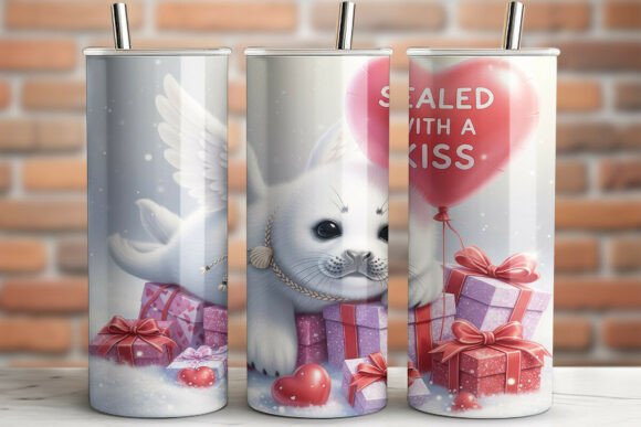 Download Valentine Cute Seal Tumbler Wrap PNG - Premium Bundle